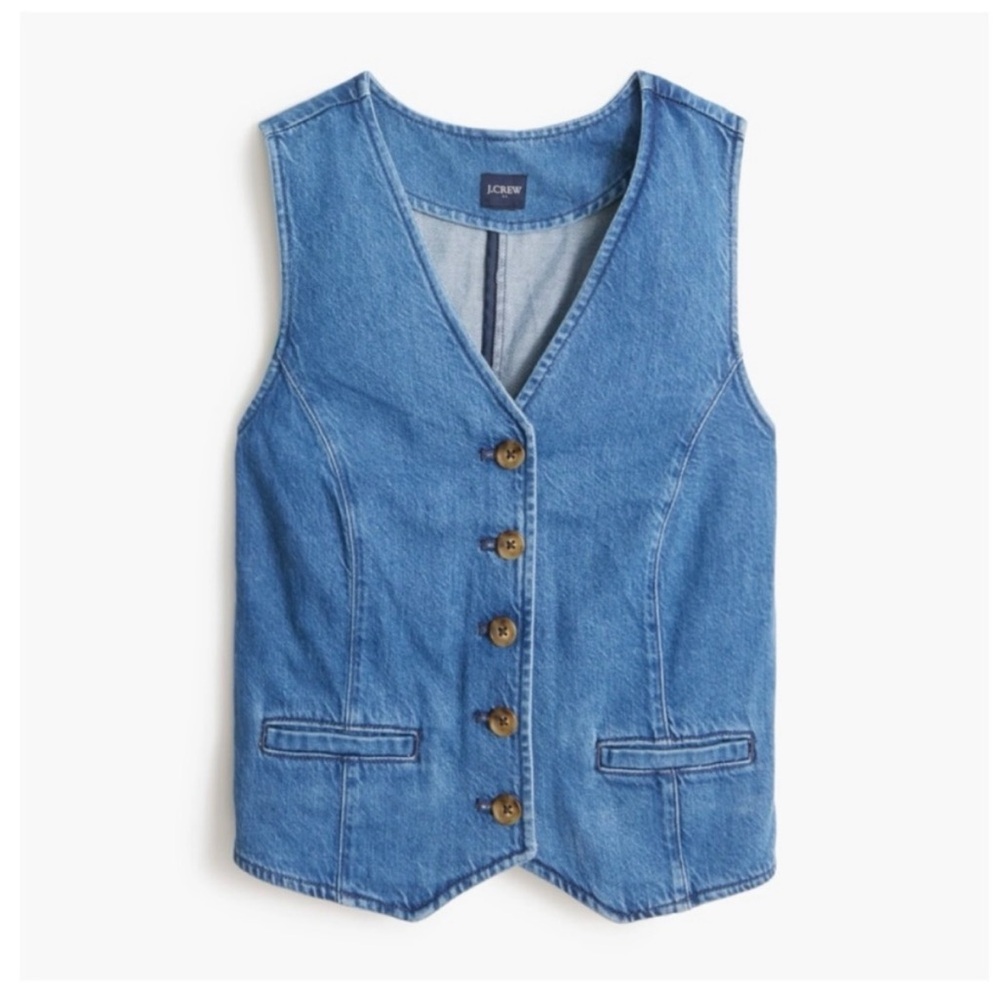 J. Crew Factory Blue Denim Button-Up Vest
